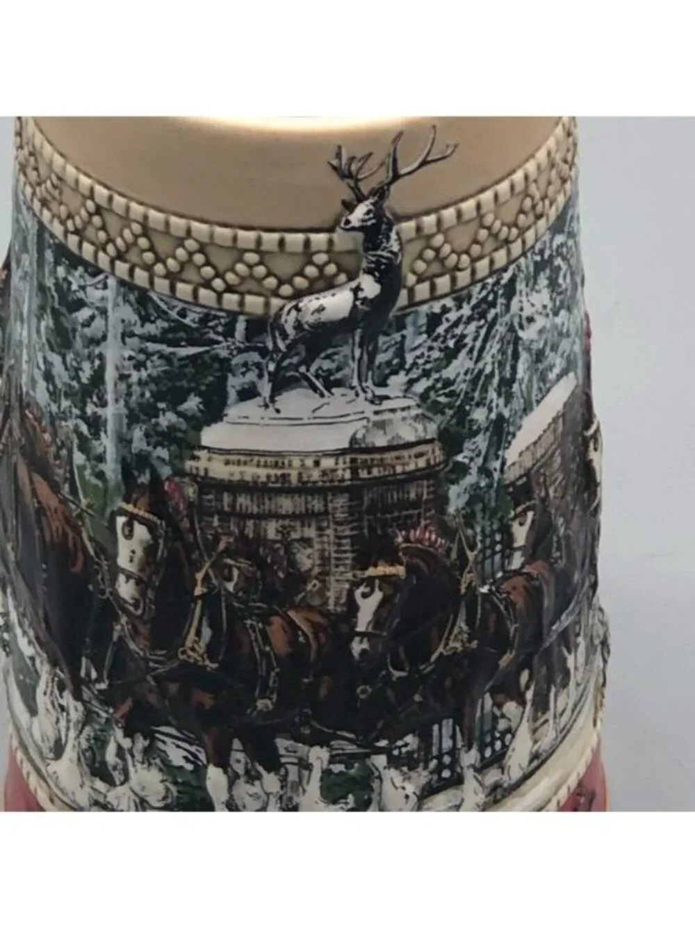 Budweiser clydesdales Christmas collector mug stine 6.5